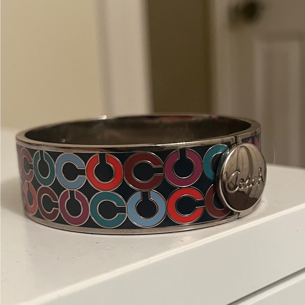 Multi colour & silver COACH cuff bracelet